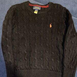 Polo by Ralph Lauren Black Cable Knit Crewneck Sweater